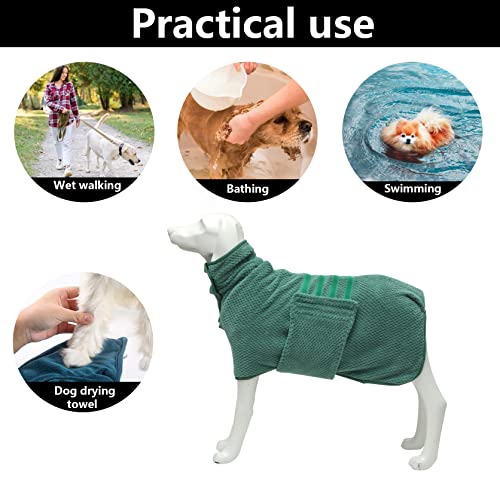 Geyecete Pineapple Grid Fast Drying Dog Bath Towel - Large, Green, Super Absorbent