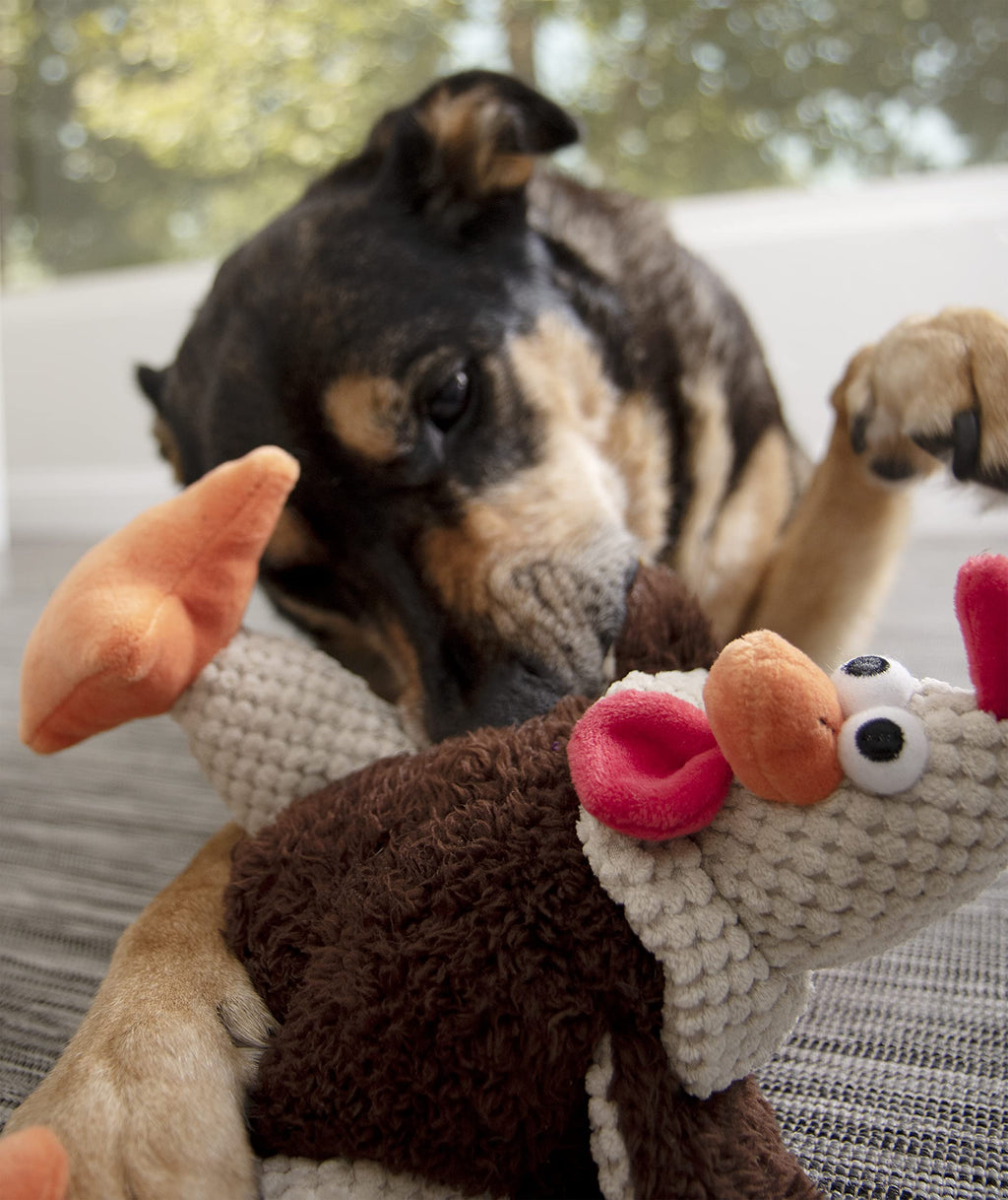 goDog Checkers Fat Rooster Large Brown Plush Dog Toy with Squeakers and Chew Guard Technology