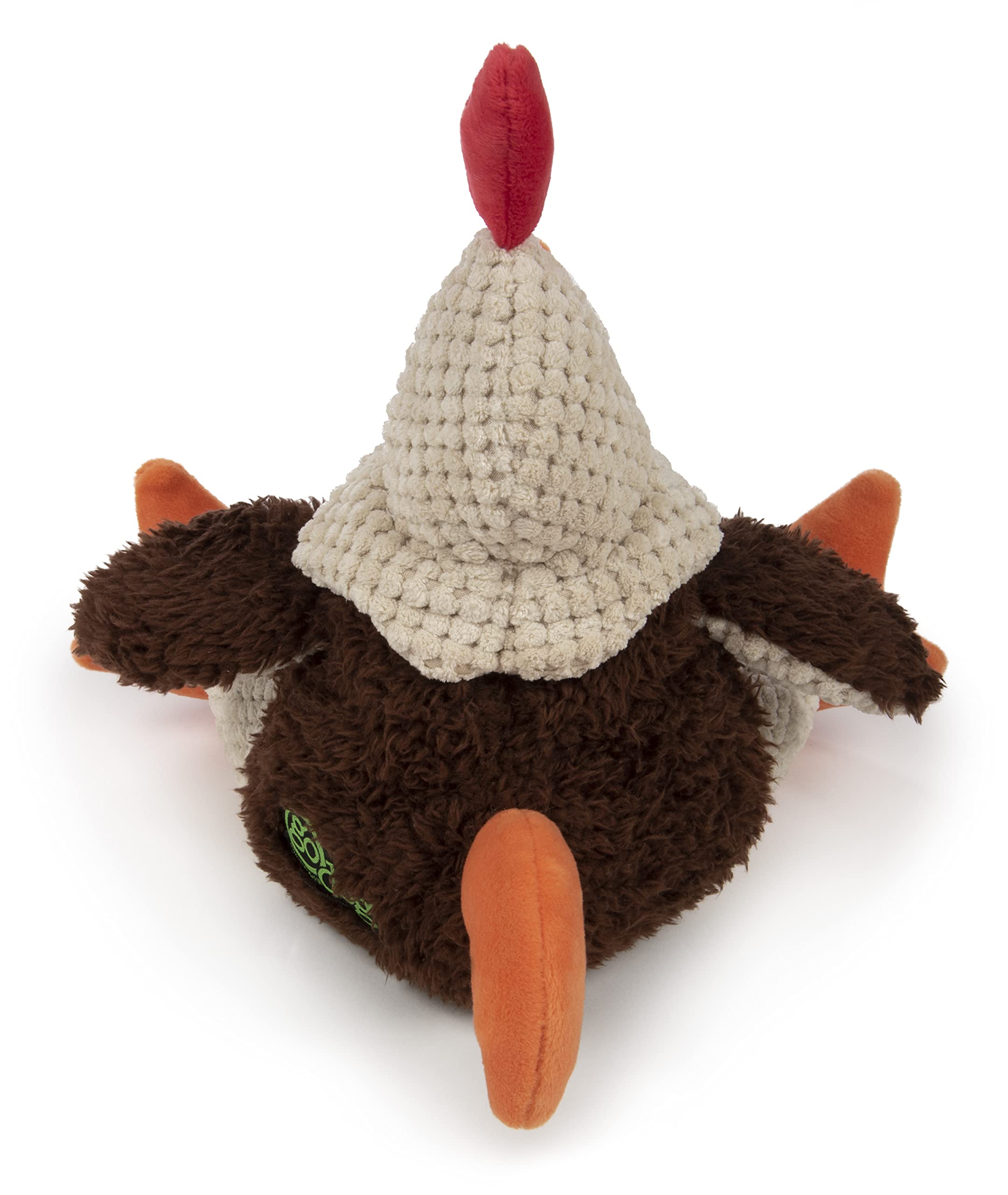 goDog Checkers Fat Rooster Large Brown Plush Dog Toy with Squeakers and Chew Guard Technology