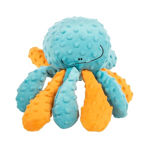 goDog Crazy Tugs Octopus Squeaky Plush Dog Toy - Large, Multi Color with Chew Guard Technology