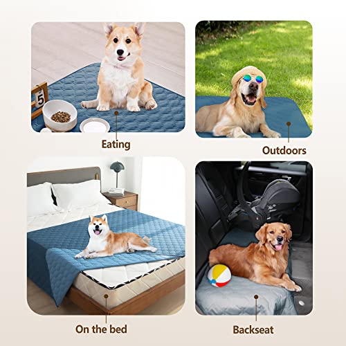 gogobunny 100% Double-Sided Waterproof Dog Bed Cover - 30x70 Inch Reversible Pet Blanket for Sofa, Couch, Bed, Dark Blue/Light Blue