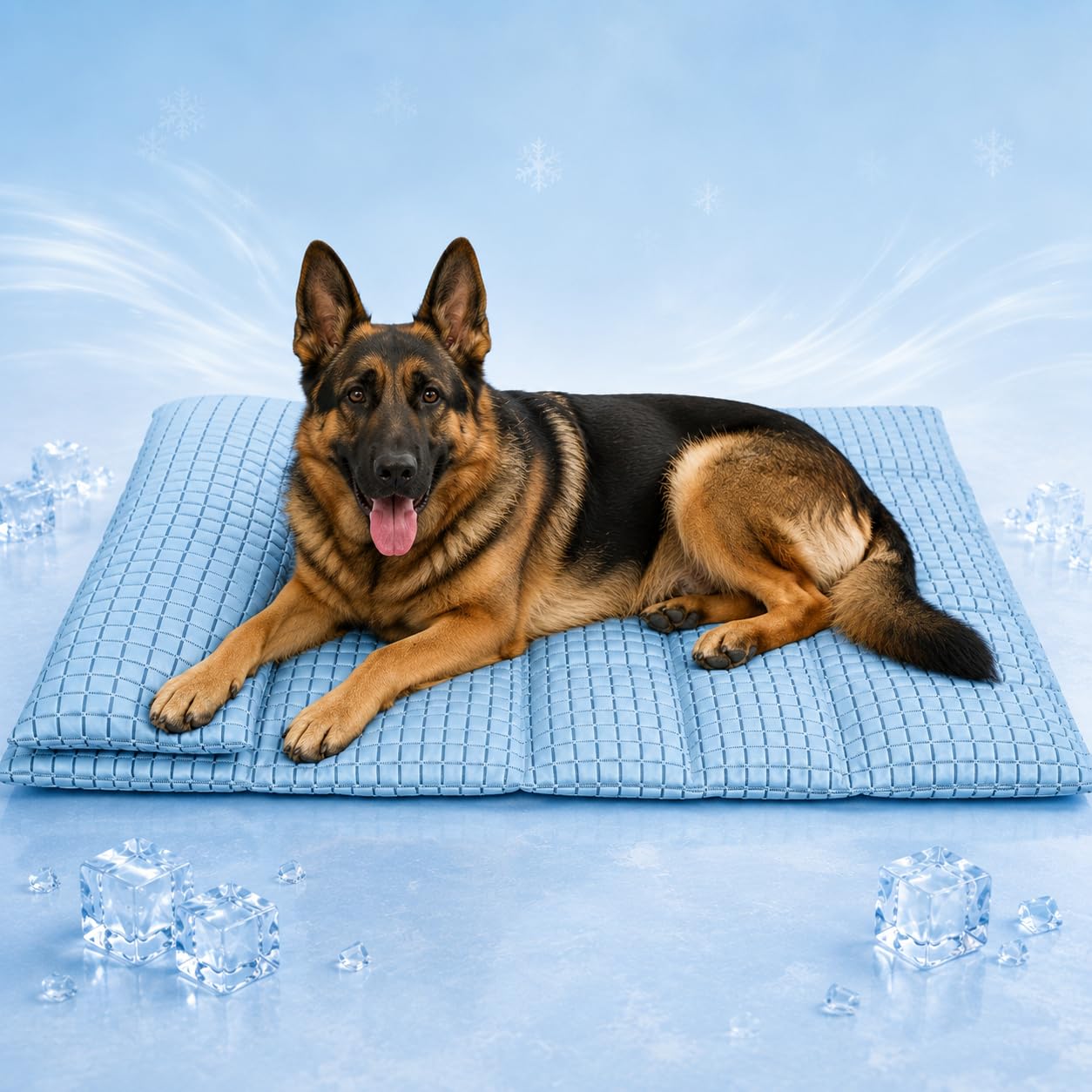 GOLOPET Large Dog Cooling Mat 36x24 with Pillow – Polymer Ice Silk Fabric, Heat Dissipation, Machine Washable