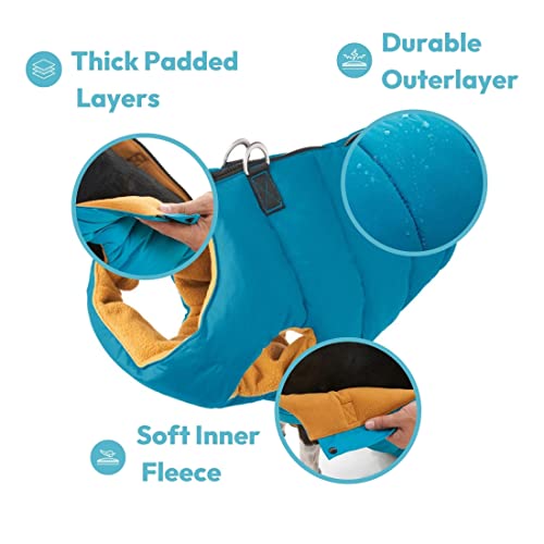 Gooby Padded Vest Dog Jacket, Solid Red, X-Small – Fleece-Lined Water Resistant Winter Coat for Small Dogs