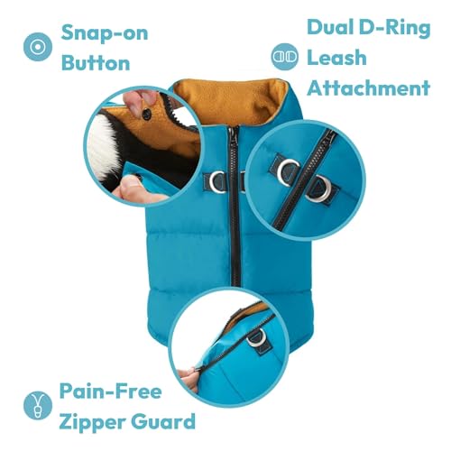 Gooby Padded Vest Dog Jacket, Solid Red, X-Small – Fleece-Lined Water Resistant Winter Coat for Small Dogs