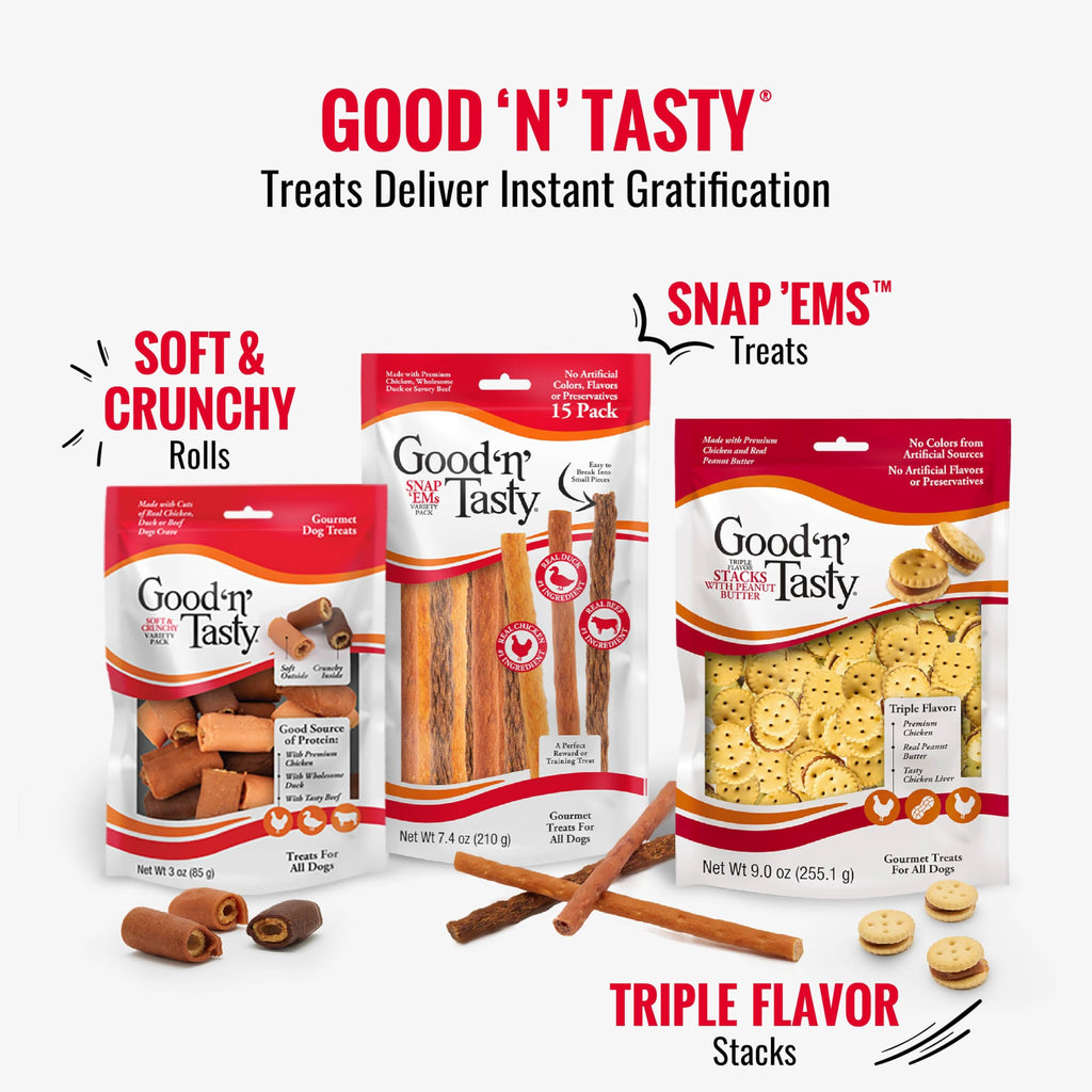 Good ‘n’ Tasty Triple Flavor Puree Mix-Ins – Salmon, Tuna & Krill Dog Food Topper, 28 Single-Serve Packets