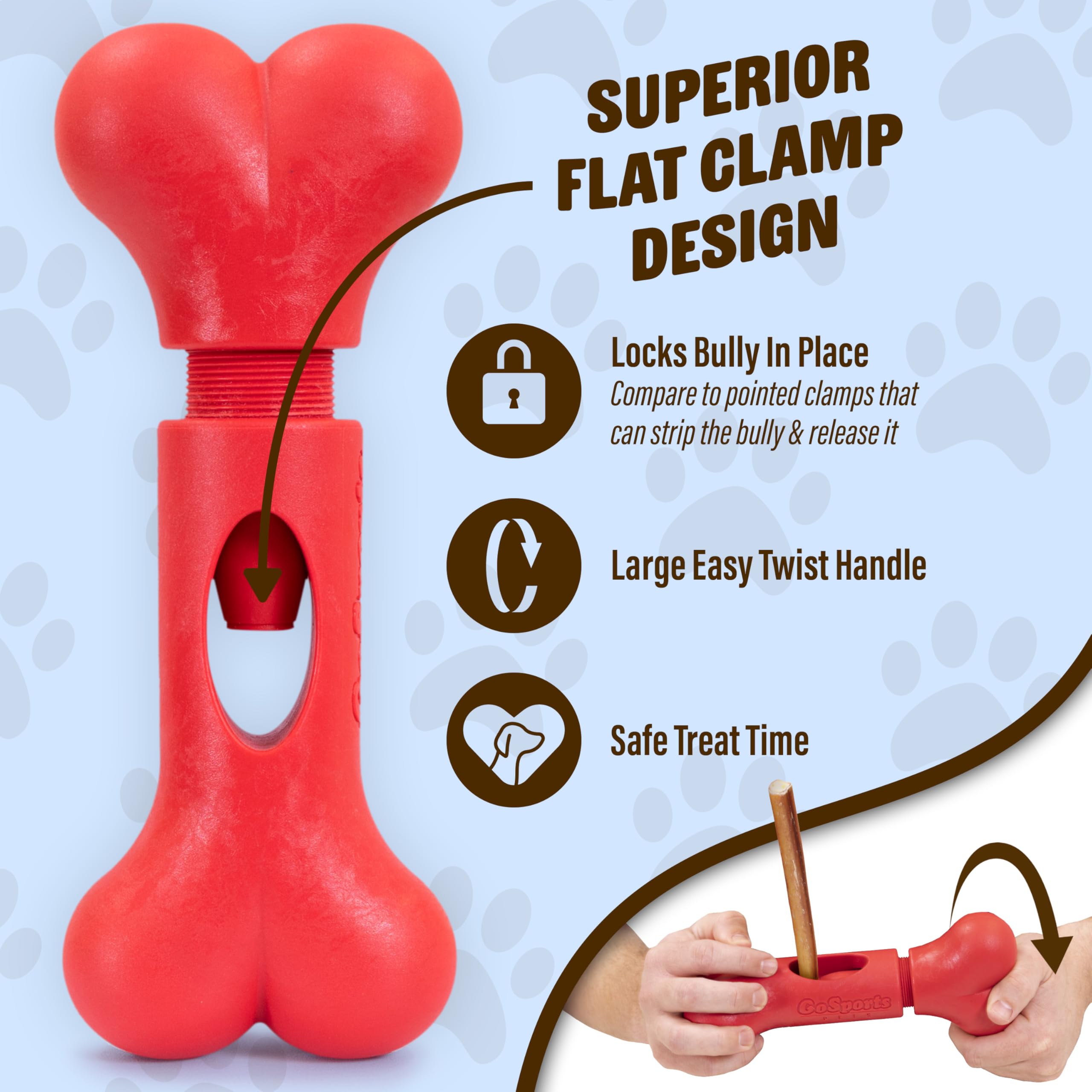 GoSports Chew Champ Bully Stick Holder – Safe Chewing for Large Dogs, 8 Inch, Durable Nylon