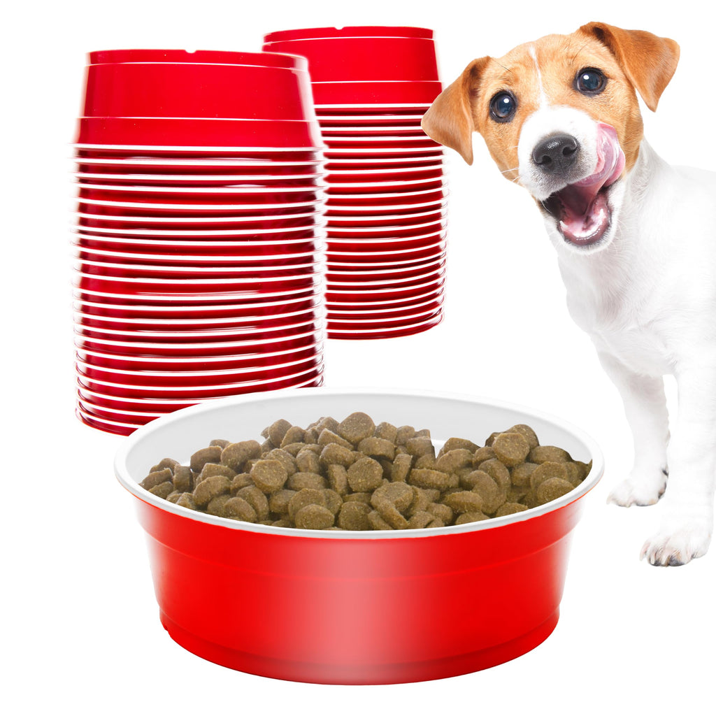 GoSports Party Dog Disposable Red Cup Pet Bowls - 50 Small Size, 22 oz Each
