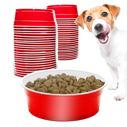 GoSports Party Dog Disposable Red Cup Pet Bowls - 50 Small Size, 22 oz Each