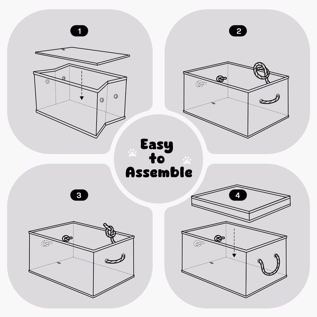 Gray Dog Toy Storage Basket with Lid – Collapsible Pet Toy Organizer by GreenPetopia