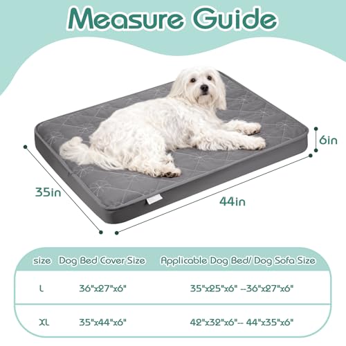 Greatbond Waterproof Dog Bed Cover Replacement - 35x44 Inch Noiseless Quilted Fitted Sheet with Elastic Band, Grey (Cover Only)