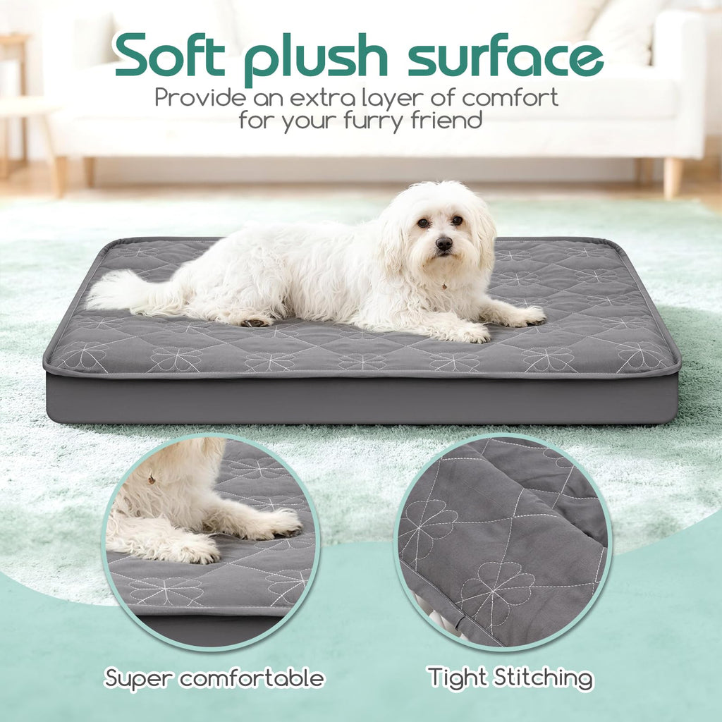 Greatbond Waterproof Dog Bed Cover Replacement - 35x44 Inch Noiseless Quilted Fitted Sheet with Elastic Band, Grey (Cover Only)