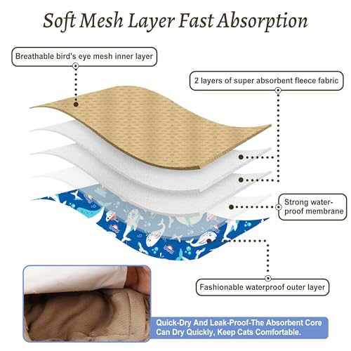 Grecle 5 Pack Reusable Male Dog Diapers - Medium Belly Bands with Hawaii Patterns, High Absorption Leak-Proof Wraps
