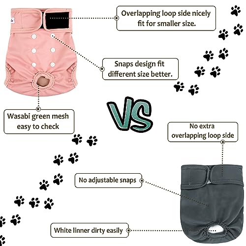 Grecle Washable Female Dog Diapers - Large (15-17" Waist) - Reusable, Highly Absorbent, Adjustable Snaps for Heat & Incontinence