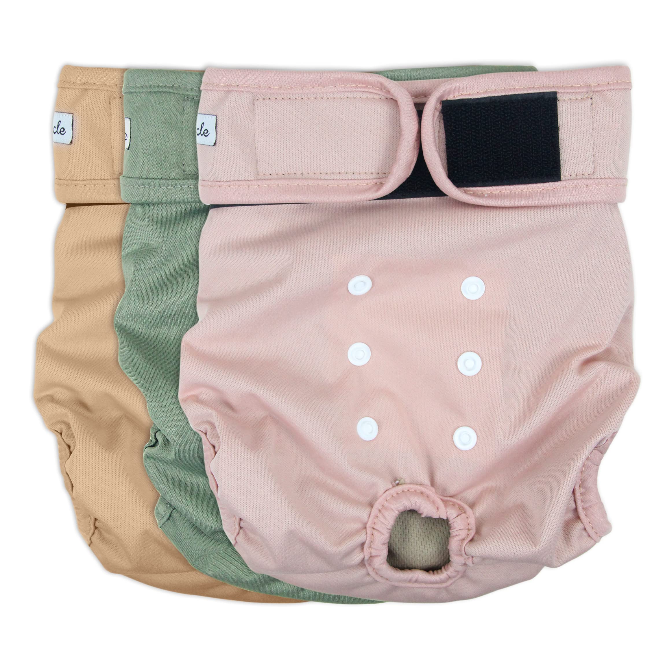 Grecle Washable Female Dog Diapers - Large (15-17" Waist) - Reusable, Highly Absorbent, Adjustable Snaps for Heat & Incontinence