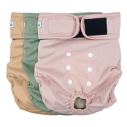 Grecle Washable Female Dog Diapers - Large (15-17" Waist) - Reusable, Highly Absorbent, Adjustable Snaps for Heat & Incontinence