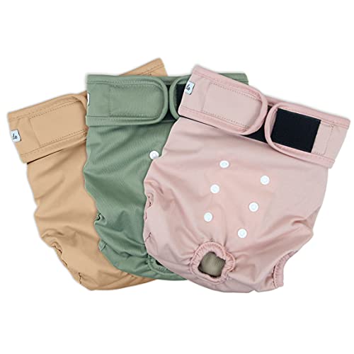 Grecle Washable Female Dog Diapers - Large (15-17" Waist) - Reusable, Highly Absorbent, Adjustable Snaps for Heat & Incontinence