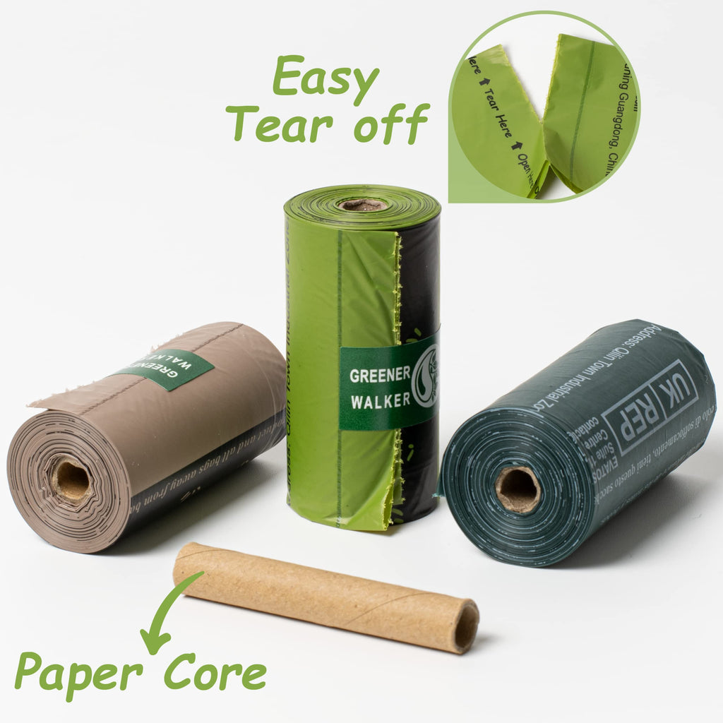 Greener Walker 540-Count Poop Bags for Dogs – Leak-Proof, Extra Thick, Cornstarch Blend (Green)