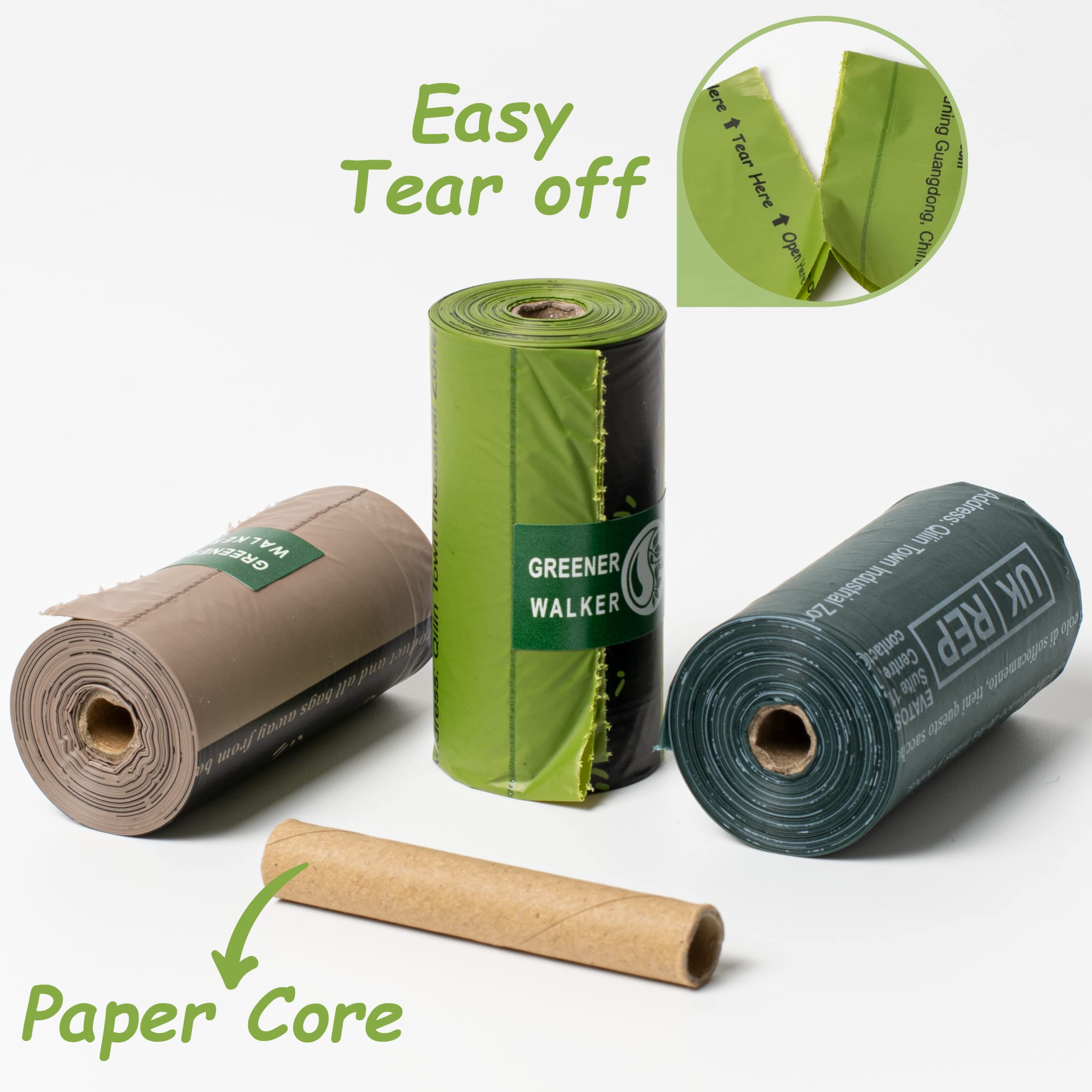 Greener Walker 540-Count Poop Bags for Dogs – Leak-Proof, Extra Thick, Cornstarch Blend (Green)