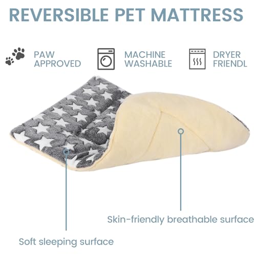 Grey Plush Cotton Dog Crate Mat - Machine Washable, 39x28x1.5 Inches