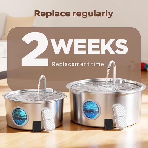 GROOKPET Dog Water Fountain Filters – 12-Pack Replacement with 6 Filters and 6 Sponges for 7L Fountain