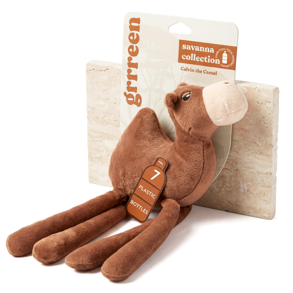GRRREEN Calvin the Camel Jumbo Plush Dog Toy - Eco-Friendly 100% Recycled, for Large Dogs 50lbs+