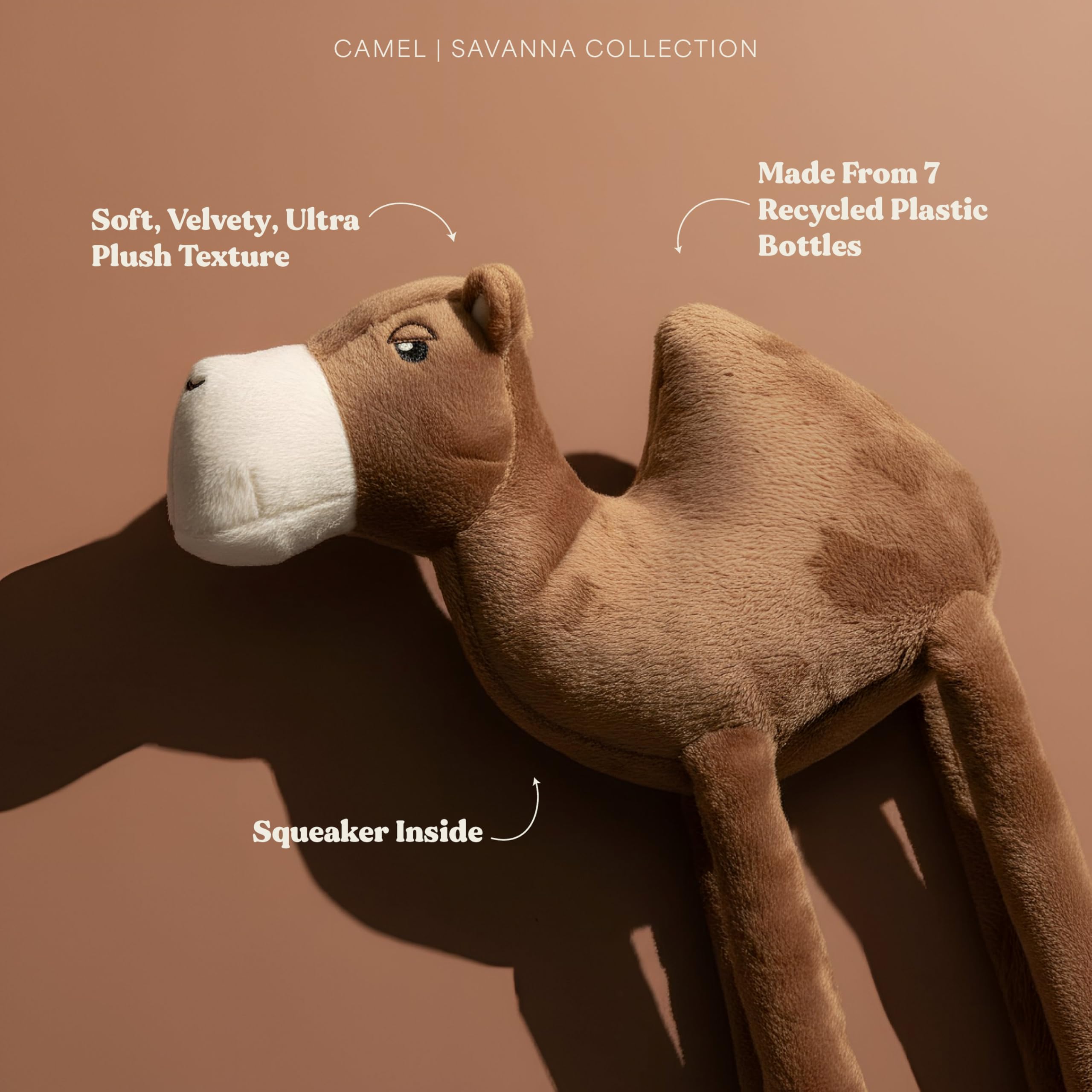 GRRREEN Calvin the Camel Jumbo Plush Dog Toy - Eco-Friendly 100% Recycled, for Large Dogs 50lbs+