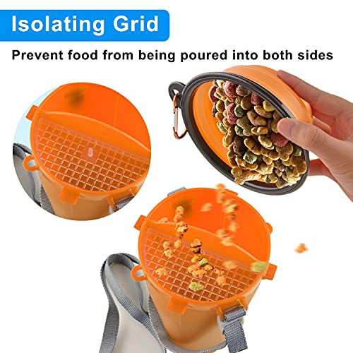 Guardians Dog Travel Water Bottle & Collapsible Bowls Set, 2-in-1 Portable Food & Water Container for Walking, Hiking, Camping (Orange)