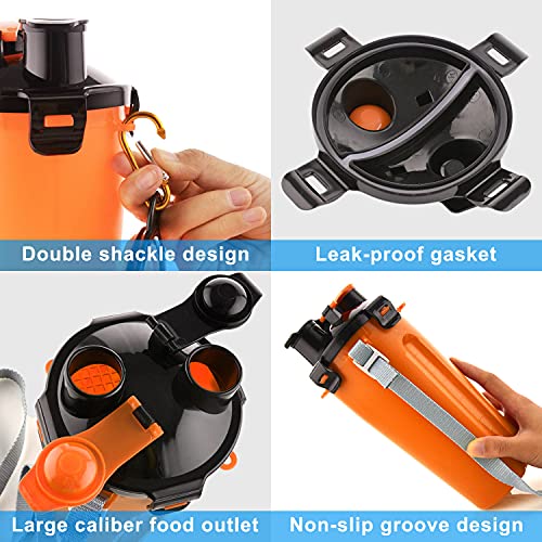 Guardians Dog Travel Water Bottle & Collapsible Bowls Set, 2-in-1 Portable Food & Water Container for Walking, Hiking, Camping (Orange)
