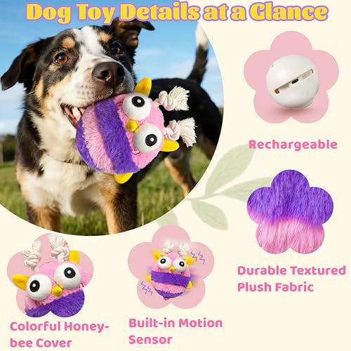 GUKCO Bee Moving Dog Toy – Rechargeable Interactive Toy with Motion-Activated Ball, 3 Play Modes, Recording & Silent Options for All Breeds