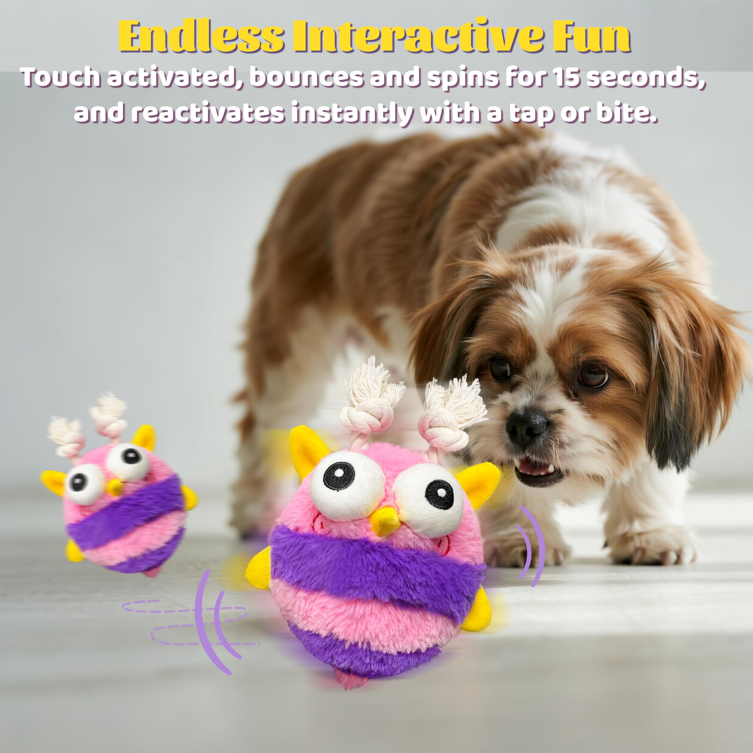 GUKCO Bee Moving Dog Toy – Rechargeable Interactive Toy with Motion-Activated Ball, 3 Play Modes, Recording & Silent Options for All Breeds