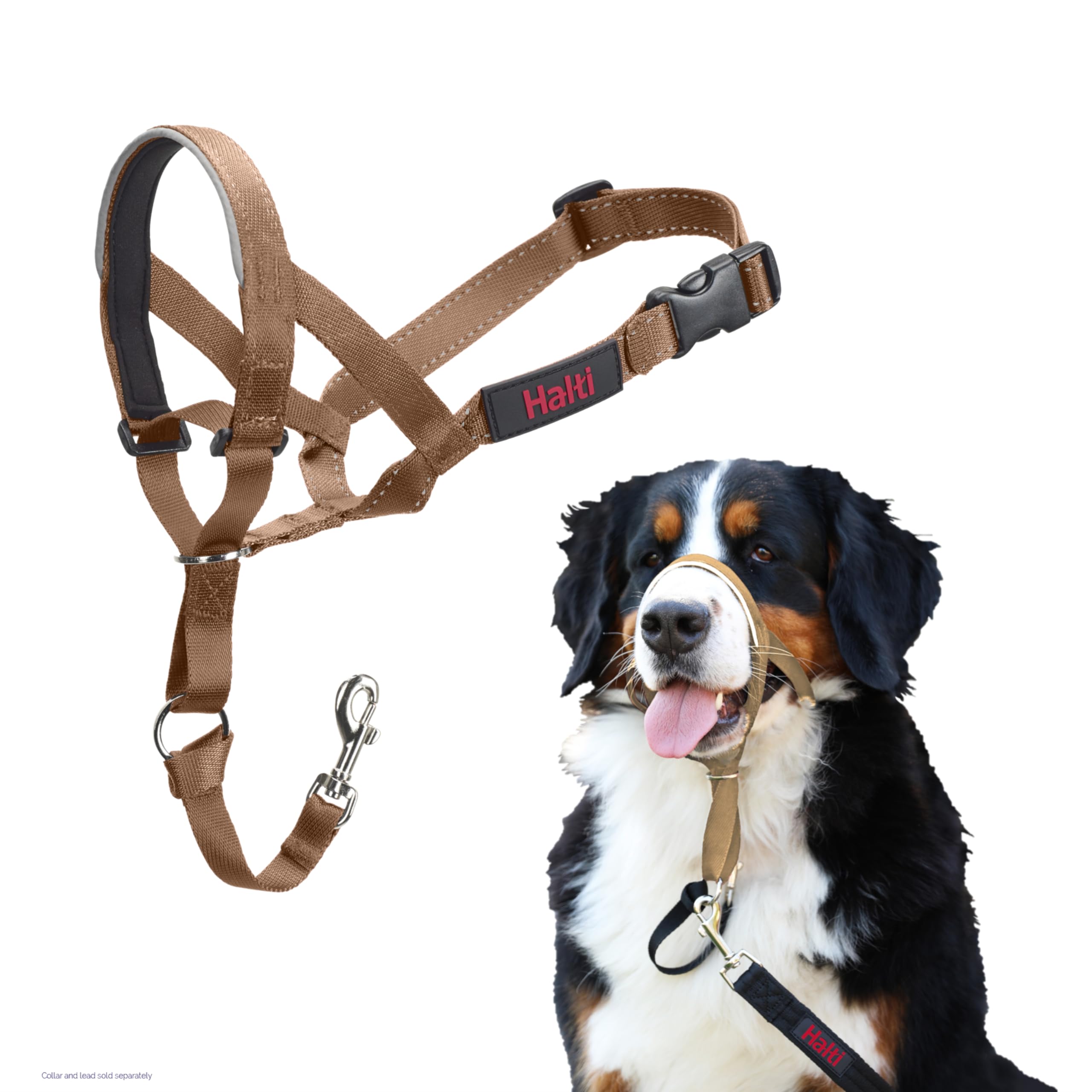 Halti Headcollar Size 4 Desert Sand – Gentle No-Pull Training for Large Dogs, Reflective & Padded