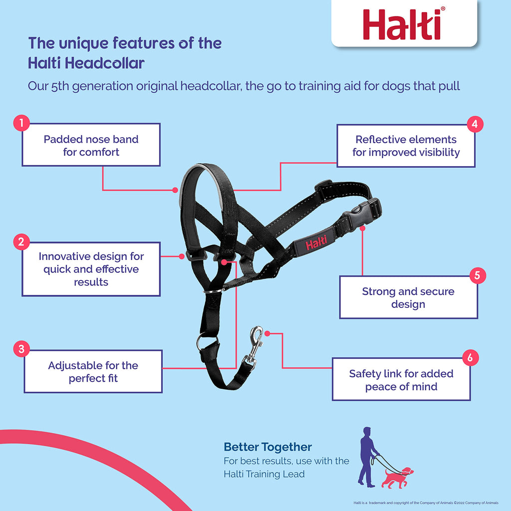 Halti Headcollar Size 4 Desert Sand – Gentle No-Pull Training for Large Dogs, Reflective & Padded