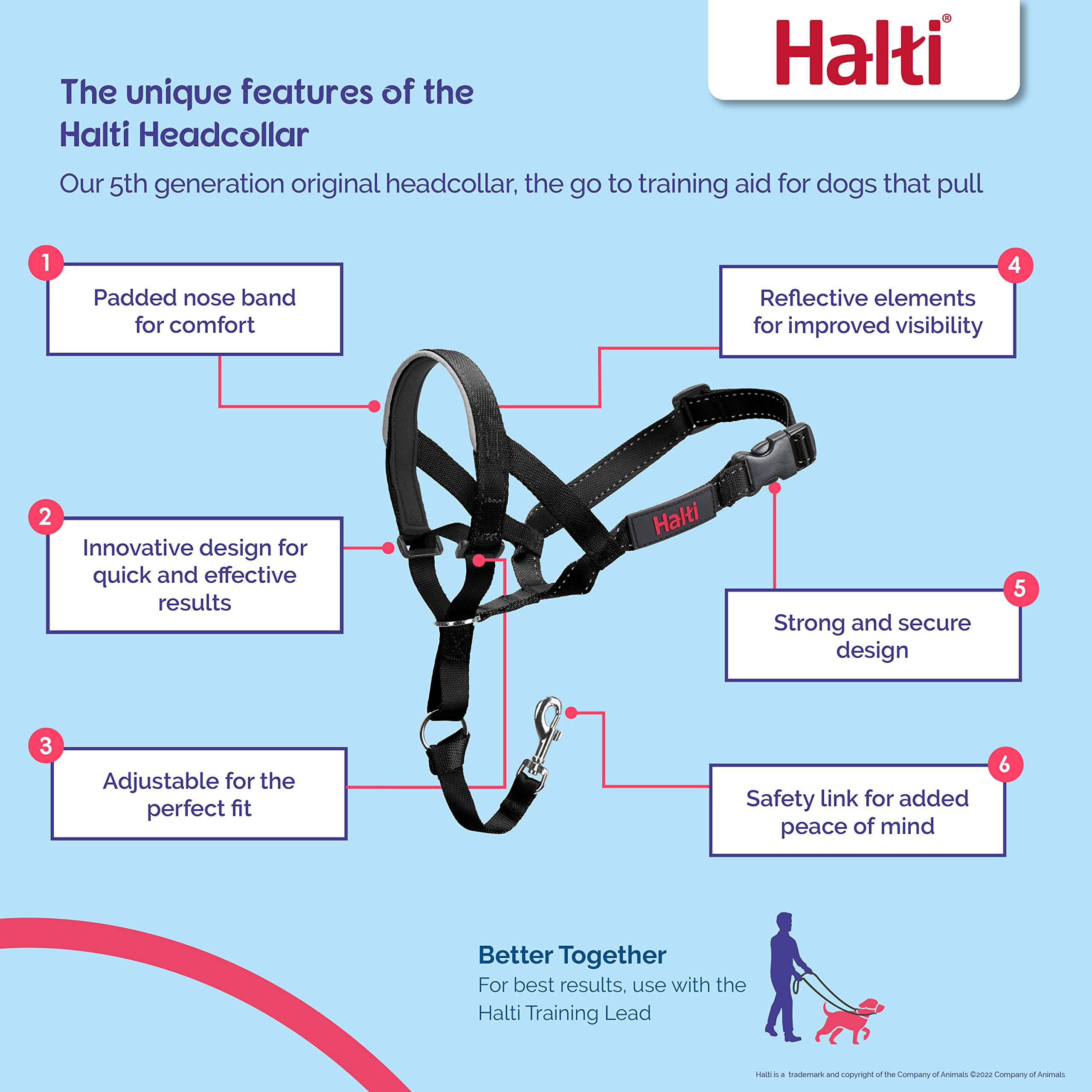 Halti Headcollar Size 4 Desert Sand – Gentle No-Pull Training for Large Dogs, Reflective & Padded