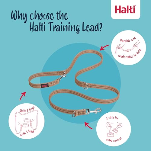 Halti Training Leash - Double-Ended Dog Leash for Anti-Pulling, Desert Sand, Small (2m)
