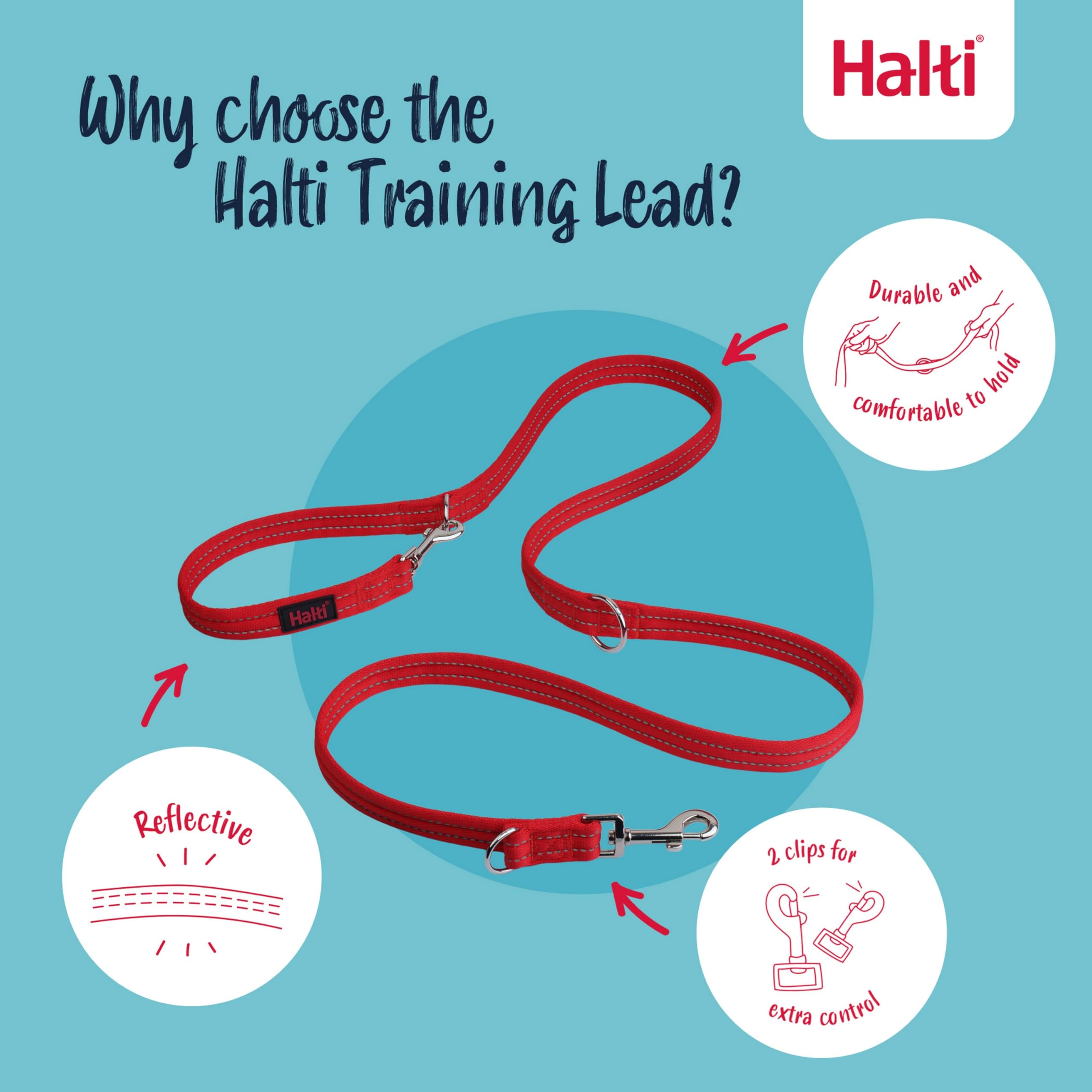 Halti Training Leash: Red, Small, 2m – 7 Ways to Use for No-Pull Training