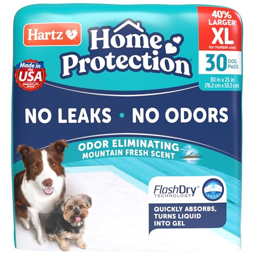 Hartz Home Protection XL Dog Pads, 30 Count, Mountain Fresh Scent, Super Absorbent with FlashDry Technology