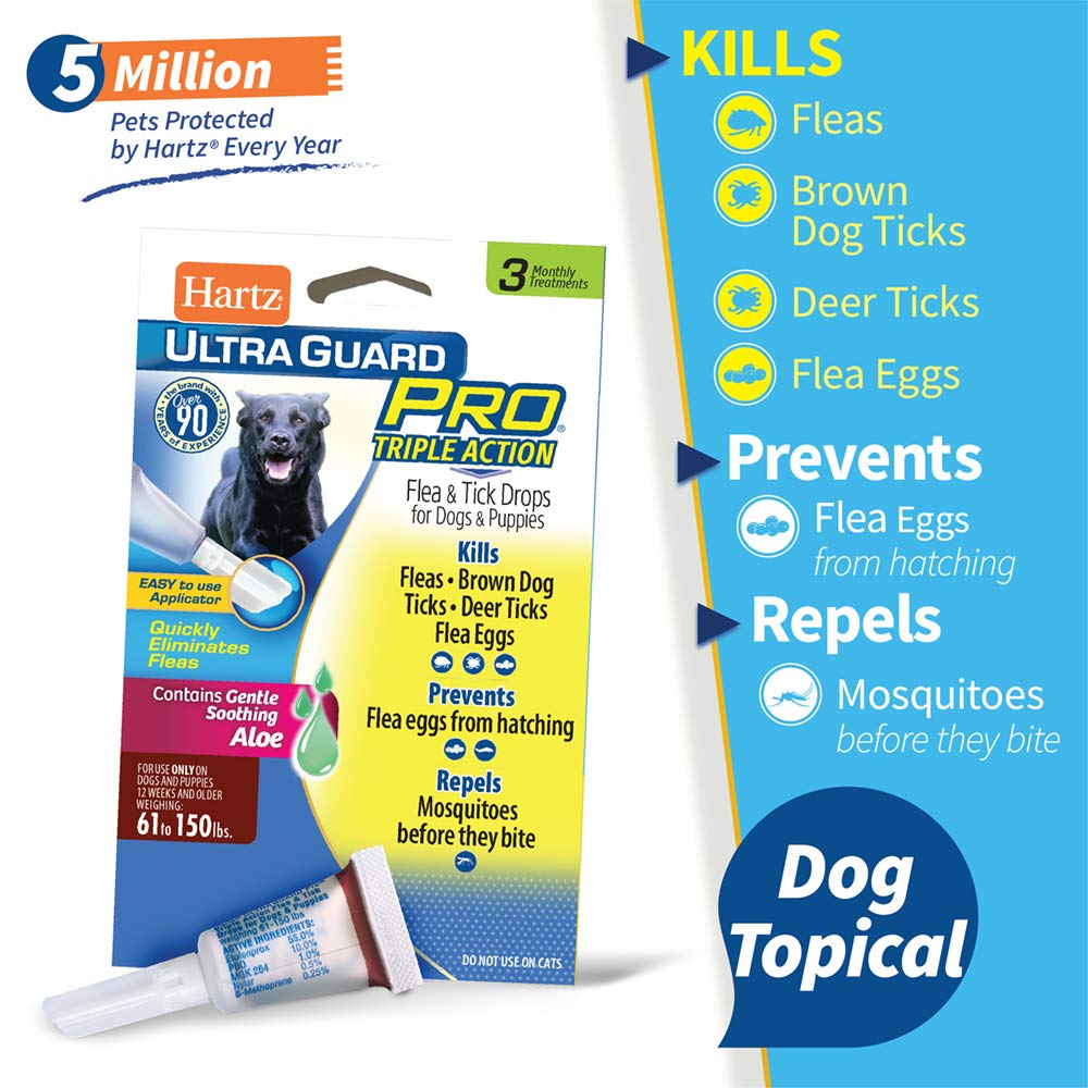 Hartz UltraGuard Pro Flea & Tick Topical Treatment for Large Dogs (61-150 lbs) - 3 Month Supply