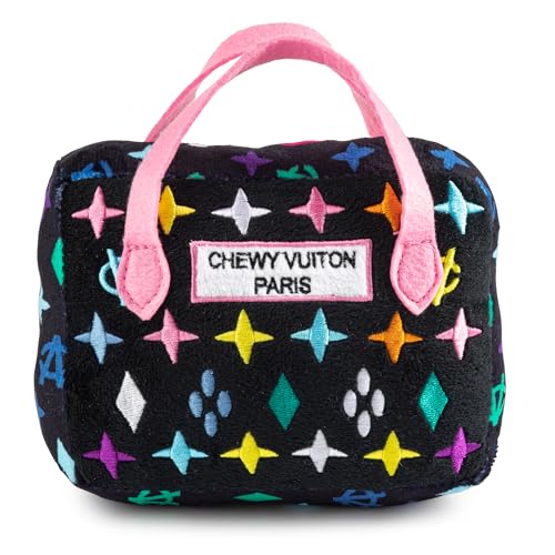 Haute Diggity Dog Chewy Vuiton Handbag Plush Squeaky Dog Toy – Black Monogram Large