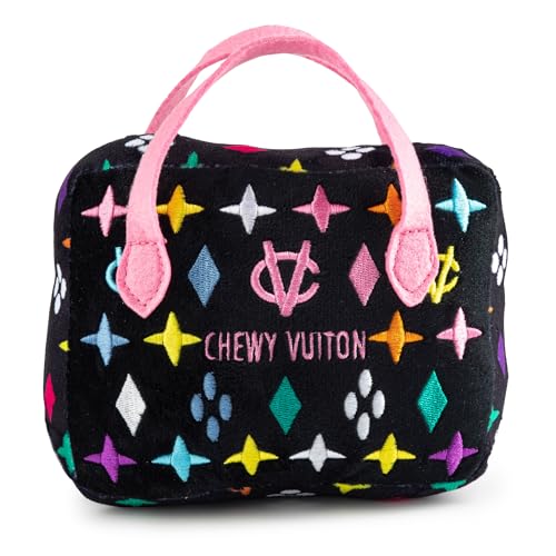 Haute Diggity Dog Chewy Vuiton Handbag Plush Squeaky Dog Toy – Black Monogram Large