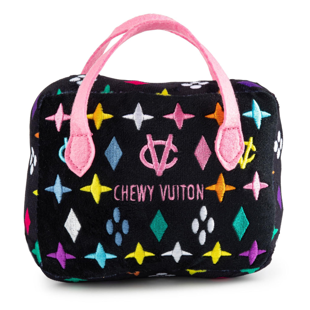 Haute Diggity Dog Chewy Vuiton Handbag Plush Squeaky Dog Toy – Black Monogram Large