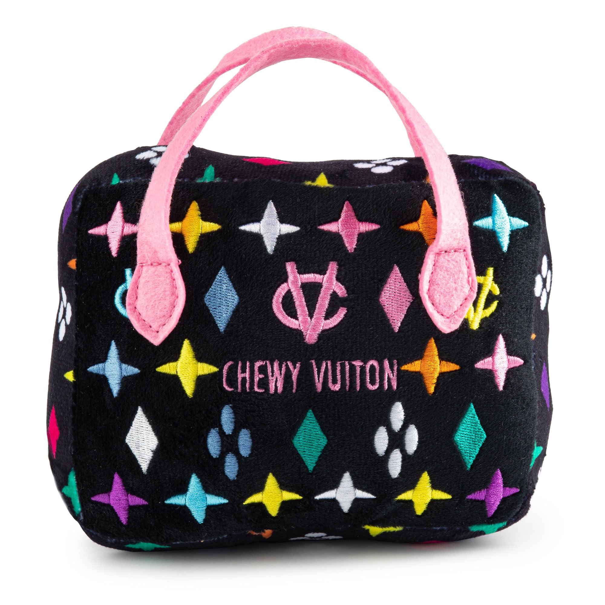 Haute Diggity Dog Chewy Vuiton Handbag Plush Squeaky Dog Toy – Black Monogram Large