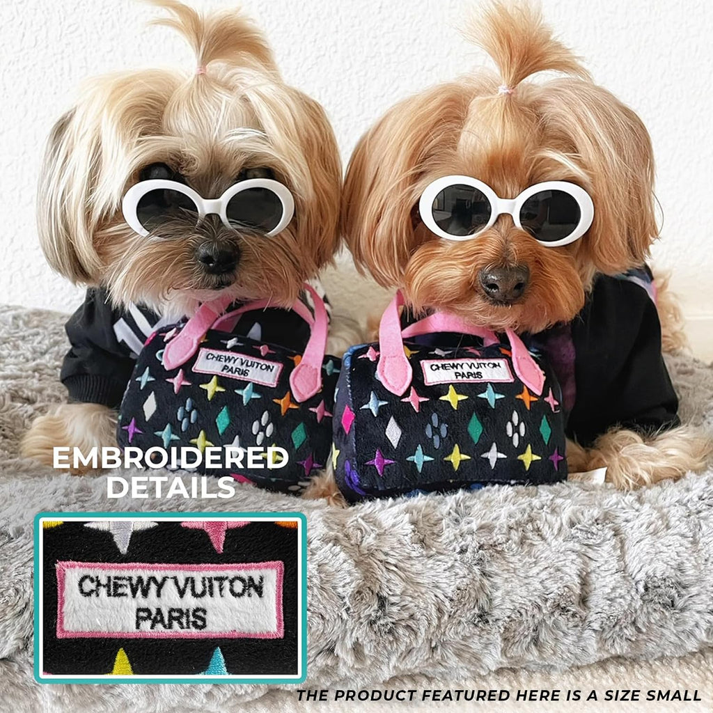 Haute Diggity Dog Chewy Vuiton Handbag Plush Squeaky Dog Toy – Black Monogram Large