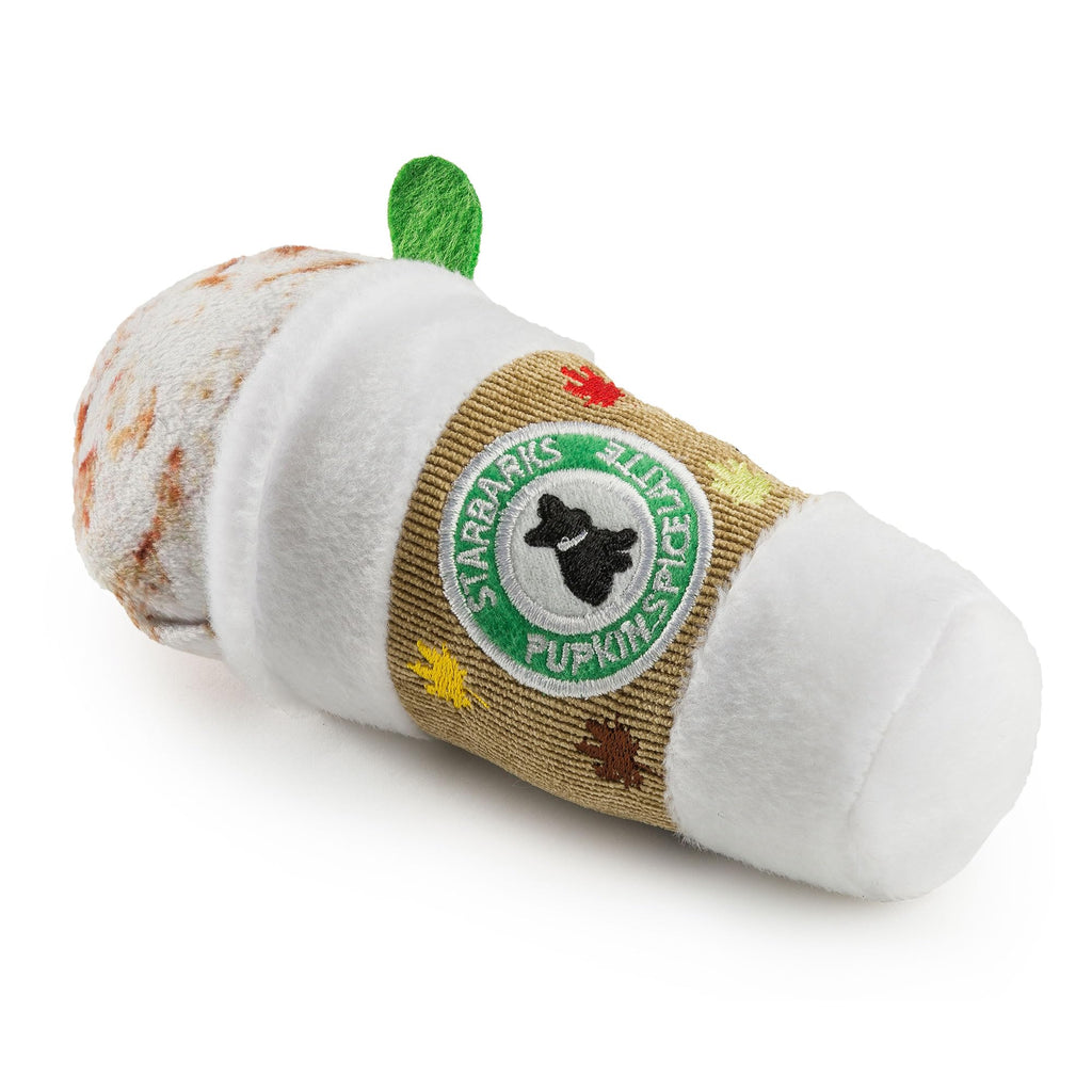 Haute Diggity Dog Starbarks Pupkin Spice Latte Plush Dog Toy – Squeaker, Machine Washable, 7 Inches