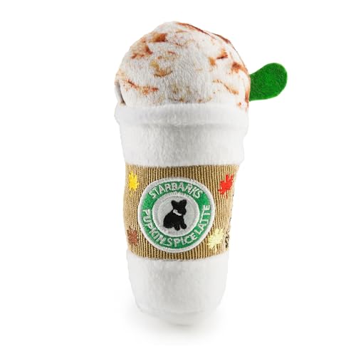 Haute Diggity Dog Starbarks Pupkin Spice Latte Plush Dog Toy – Squeaker, Machine Washable, 7 Inches