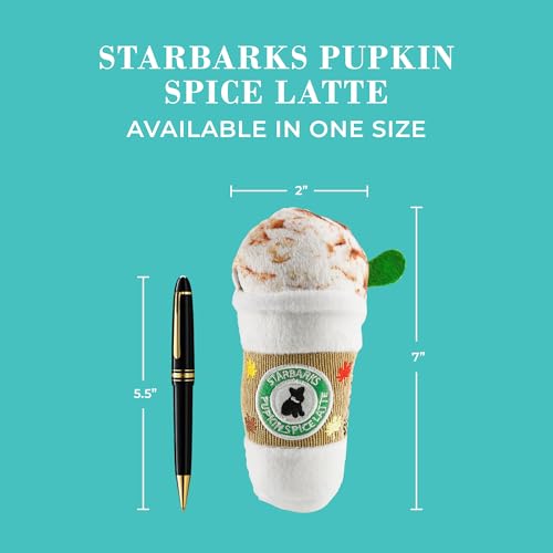 Haute Diggity Dog Starbarks Pupkin Spice Latte Plush Dog Toy – Squeaker, Machine Washable, 7 Inches