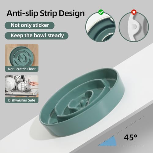 Havniva Ceramic Slow Feeder Dog Bowl - 0.9 Cup, 6.1 Inch, Non-Slip, Anti-Gulping for Small Breeds
