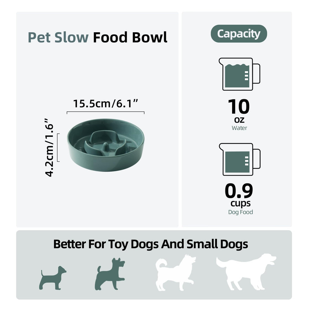 Havniva Ceramic Slow Feeder Dog Bowl - 0.9 Cup, 6.1 Inch, Non-Slip, Anti-Gulping for Small Breeds