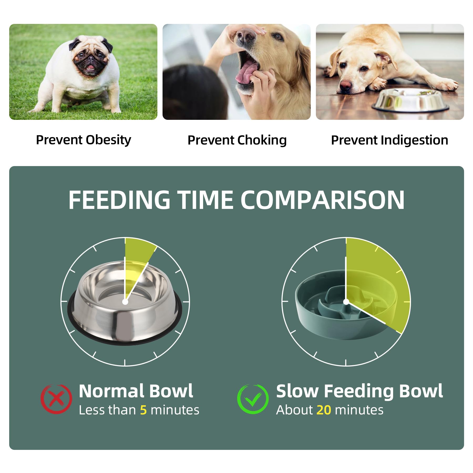 Havniva Ceramic Slow Feeder Dog Bowl - 0.9 Cup, 6.1 Inch, Non-Slip, Anti-Gulping for Small Breeds