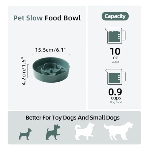 Havniva Ceramic Slow Feeder Dog Bowl - 0.9 Cup, 6.1 Inch, Non-Slip, Anti-Gulping for Small Breeds