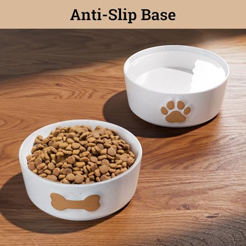 HB Design Co. Ceramic Dog Bowl Set of 2 - 5-Inch Wide, Anti-Skid Rubber Base, 2 Cup Capacity for Small Dogs